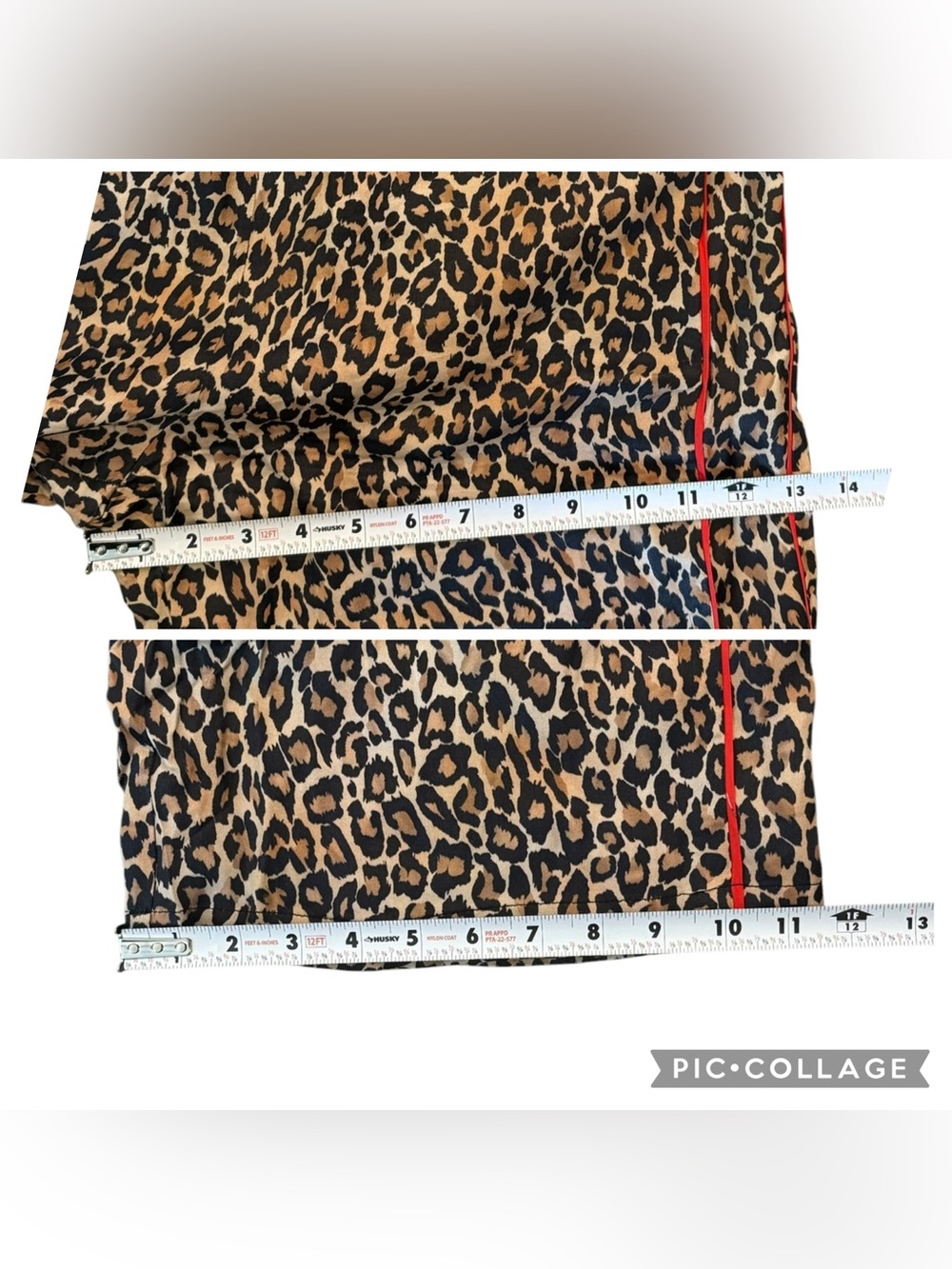 Anthropologie Leopard Pull-On Pants Wide Leg Tuxedo Stripe Fluid Satin Medium - Picture 8 of 13